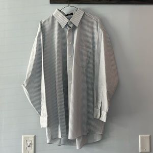 Stafford performance white, blue, and black long sleeve dress shirt